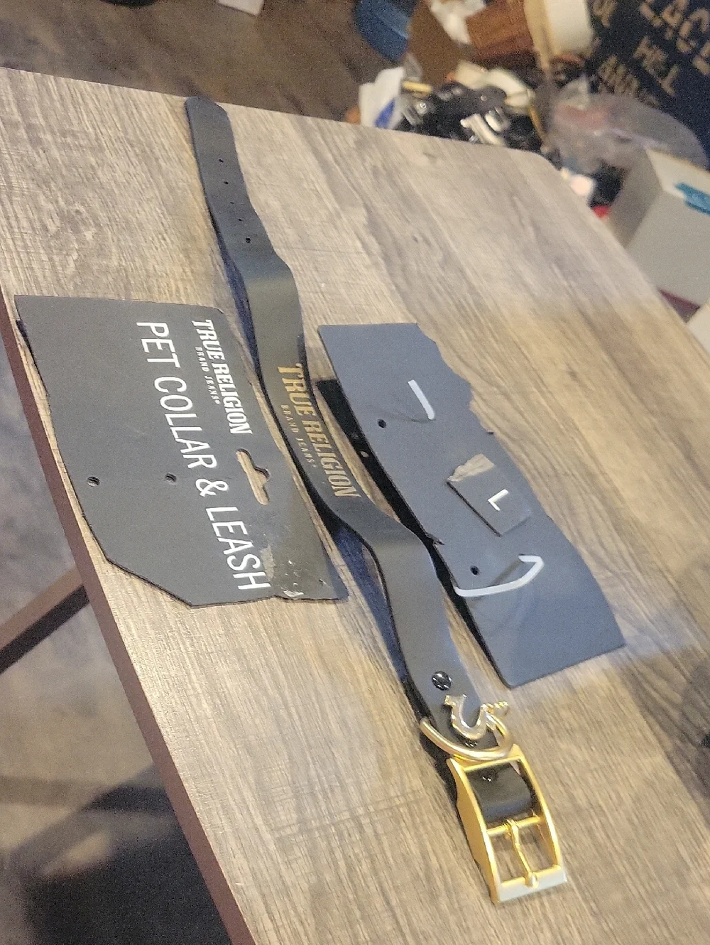 Pet Collar,Brand New,sz.large./ Black/ Gold ,True Religion